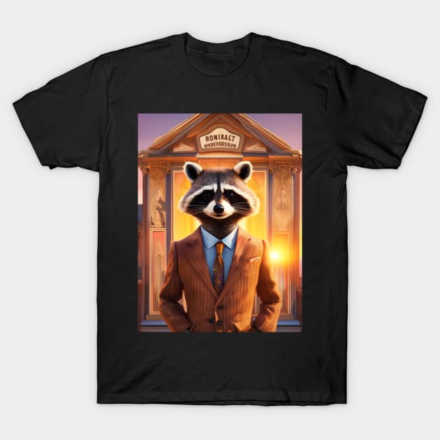 Cute racoon in a suit T-Shirt by miamia